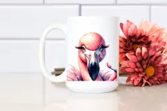 Funny Flamingo Diva Watercolor Clipart Product Image 2