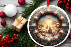 Round Christmas Ornament Sublimation|Clipart Product Image 1