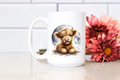 Baby Cow on Moon PNG Product Image 2