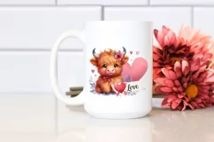 Cute Highland Cow Spring Love Flowers |T-shirt, Mug, Tumbler Product Image 2