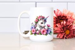 Cute Baby Unicorn with Impatiens | Sublimation Clipart Product Image 2