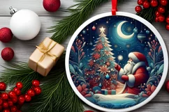 Round Christmas Ornament Sublimation|Clipart Product Image 2
