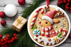Round Christmas Ornament Sublimation|Clipart Product Image 1