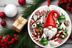 Round Christmas Ornament Sublimation|Clipart Product Image 1
