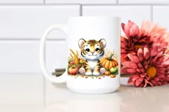 Whimsical Cute Baby Tiger Sitting in Front | Clipart Product Image 2