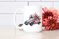 Watercolor Car USA Flag | Sticker | Clipart Product Image 2
