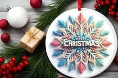 Snow Flake Christmas Round Cute Ornament Sublimation Product Image 1