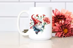 Cute Gnome Air Carnation Watercolor Sticker Clipart Product Image 2