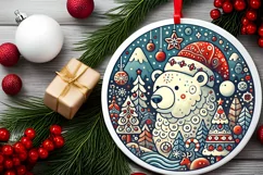 Round Christmas Ornament Sublimation|Clipart Product Image 1