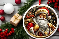 Round Christmas Ornament Sublimation|Clipart Product Image 1