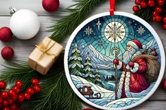 Round Christmas Ornament Sublimation|Clipart Product Image 1