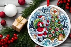 Round Christmas Ornament Sublimation|Clipart Product Image 1