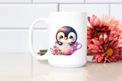 Colorful Penguin Baby in Tea Cup | Sublimation | Clipart Product Image 2