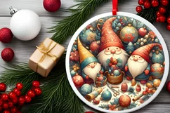 Round Christmas Ornament Sublimation|Clipart Product Image 1