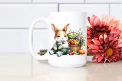 Colorful Baby Bunny with Vegetables Basket | Clipart Product Image 2