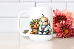 Colorful Baby Bunny with Vegetables Basket | Clipart Product Image 2
