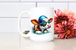 Colorful Baby Cow with Swimmer's Goggles, Transparent PNG Product Image 2