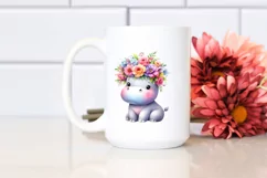 Cartoon-Style Hippo Flower Crown | Sublimation | Clipart Product Image 2