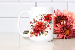 Vibrant Red Flowers Watercolor | Gold Insertions Product Image 2