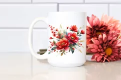 Vibrant Red Flowers Watercolor | Gold Insertions Product Image 2