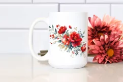 Vibrant Red Flowers Watercolor | Gold Insertions Product Image 2