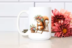 Watercolor Young Squirrel Wreath Beach Chair | Sticker | Product Image 2