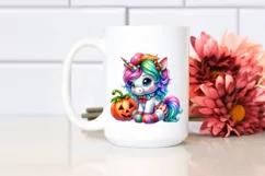 Baby Unicorn Dressed for Christmas Pumpkins | Sublimation | Product Image 2