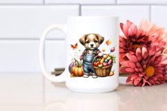 Quirky Puppy Basket Autumn Watercolor Clipart Product Image 2