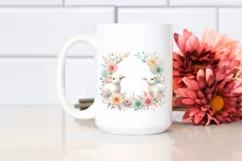 Colorful Lamb Floral Frame, Watercolor Clipart Product Image 2