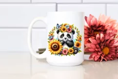 Funny Baby Panda Sunflower Clipart Product Image 2