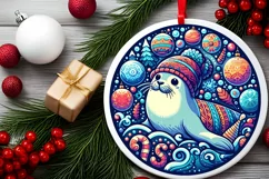 Round Christmas Ornament Sublimation|Clipart Product Image 1