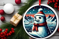 Round Christmas Ornament Sublimation|Clipart Product Image 1