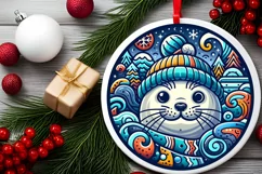 Round Christmas Ornament Sublimation|Clipart Product Image 1