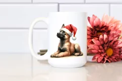 a Cute Sitting Malinois with Santa Hat PNG Product Image 2