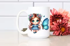 Watercolor Butterfly Big Eyes Sublimation Clipart Product Image 2
