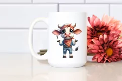 Expressive Cow in Farm Jeans with Bandana Product Image 2