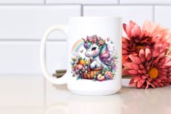 Colorful Baby Unicorn with Basket of Fruits, Transparent PNG Product Image 2
