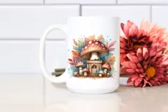 Wooden Small Stained Mushroom Watercolor Splash PNG Product Image 2