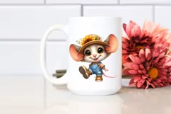 Funny Baby Mouse in Farm Jeans with Sun Hat Product Image 2