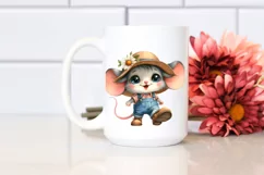 Baby Mouse with Sun Hat and Farm Jeans Clipart Product Image 2