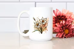 Wooden Stained Narcissus | Watercolor Clipart Product Image 2