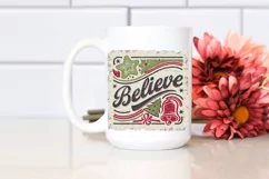 Retro Believe Christmas Clipart PNG Product Image 2