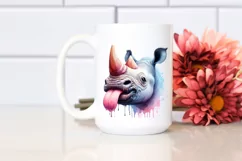 Funny Vibrant Rhino Portrait Sublimation Clipart Product Image 2