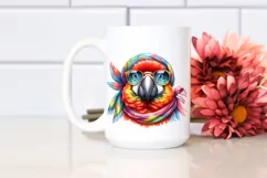Vibrant Macaw with Scarf and Sunglasses | Sublimation | Product Image 2