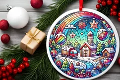 Round Christmas Ornament Sublimation|Clipart Product Image 1