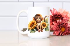 Funny Baby Monkey Sunflower Clipart Product Image 2