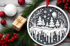 Round Christmas Ornament Sublimation|Clipart Product Image 1