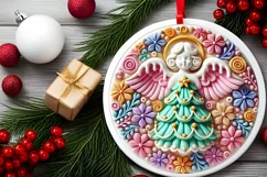 Round Christmas Ornament Sublimation|Clipart Product Image 1
