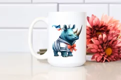 Vibrant Sailor Rhino Sleeping on Moon | Clipart Product Image 2