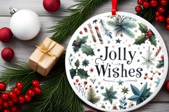 Jolly Wishes Round Ornament Sublimation PNG Product Image 2